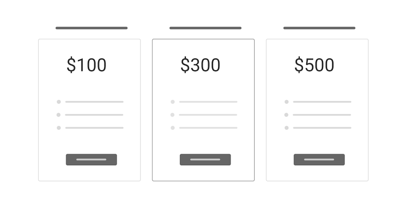 Pricing three tier highlighted end cta